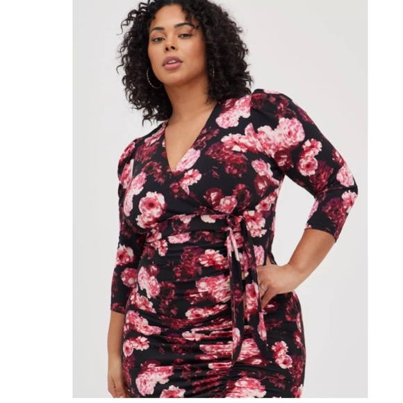 TORRID Maxi Studio Knit Hi-Low Dress Multi Floral Size 20 - Picture 3 of 16